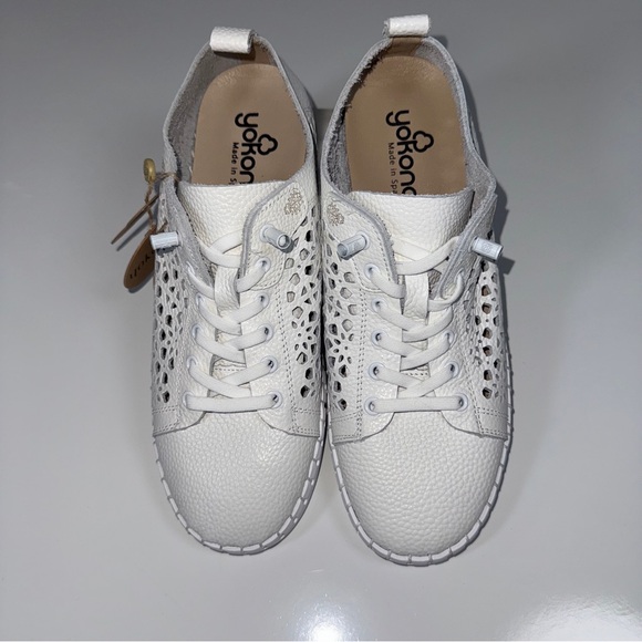Yokono Leather Laser Cut Sneakers White Women’s Size 40 - Picture 16 of 16